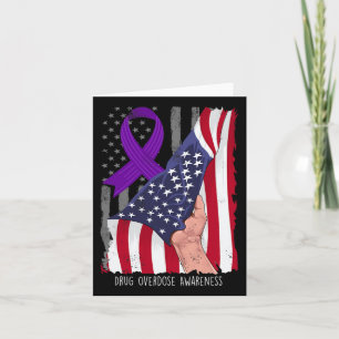 Drug Overdose Awareness Vintage American Flag Purp Card