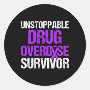 Drug Overdose Awareness Warrior Survivor 14 Classic Round Sticker