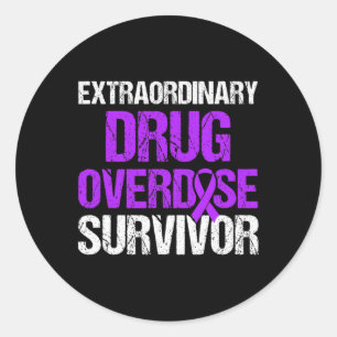Drug Overdose Awareness Warrior Survivor 24 Classic Round Sticker