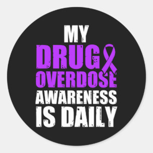 Drug Overdose Awareness Warrior Survivor 25 Classic Round Sticker