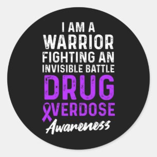 Drug Overdose Awareness Warrior Survivor 3 Classic Round Sticker