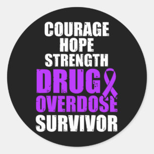 Drug Overdose Awareness Warrior Survivor 47  Classic Round Sticker