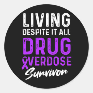 Drug Overdose Awareness Warrior Survivor 52 Classic Round Sticker