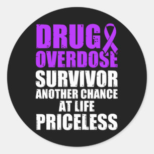 Drug Overdose Awareness Warrior Survivor 54 Classic Round Sticker