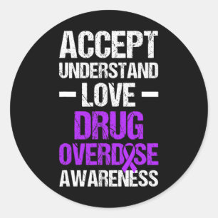 Drug Overdose Awareness Warrior Survivor 60 Classic Round Sticker