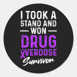 Drug Overdose Awareness Warrior Survivor 6 Classic Round Sticker