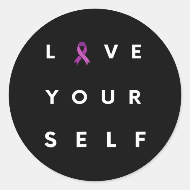 Drug Recovery Month Overdose Awareness Purple Ribb Classic Round Sticker (Front)