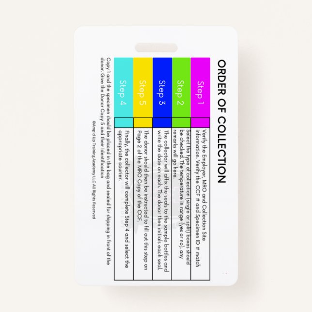 Drug Testing Order Of Collection Vertical Badge ID Badge (Front)