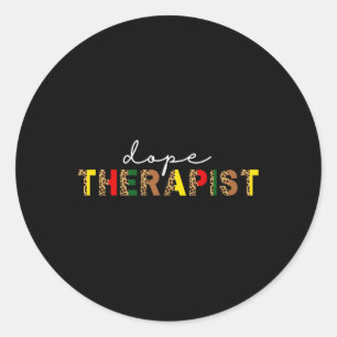 Drug Therapist Counsellor Leopard Print Black Soci Classic Round Sticker