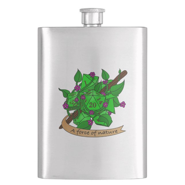 Druid Dice Design Hip Flask (Front)