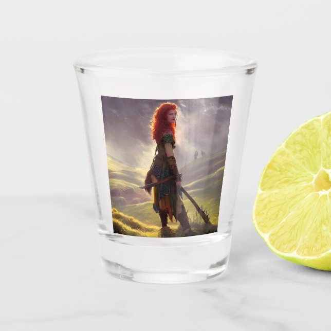 Druid Warrior Princess Fantasy Art    Shot Glass (Front)