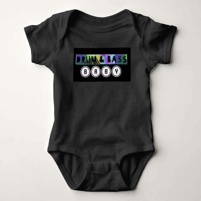 Drum and Bass Baby one-piece EDM music D.J. Deejay Bodysuit (Front)
