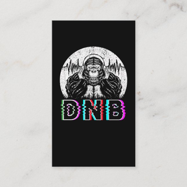 Drum and Bass Electronic Gorilla Vaporwave Music Business Card (Front)