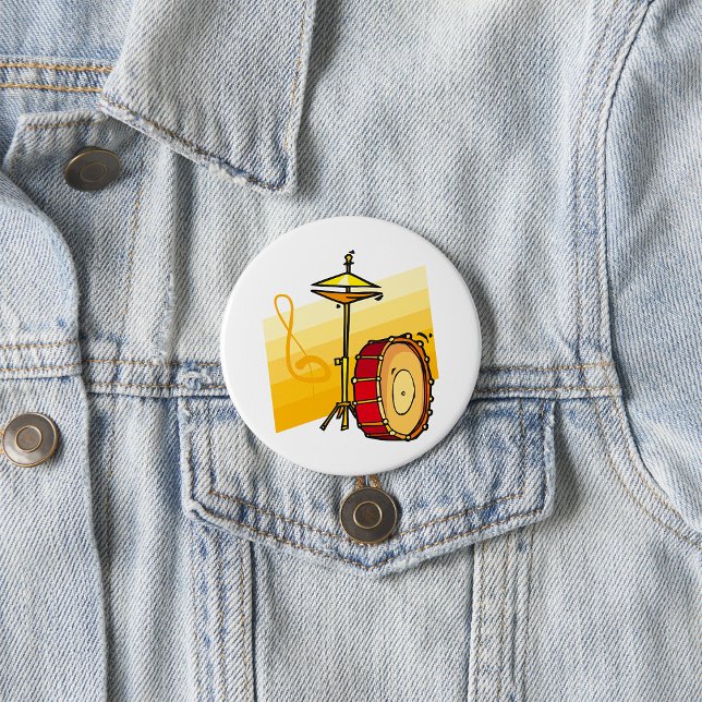 Drum and Cymbal Music Percussion Art 7.5 Cm Round Badge (Creator Uploaded)