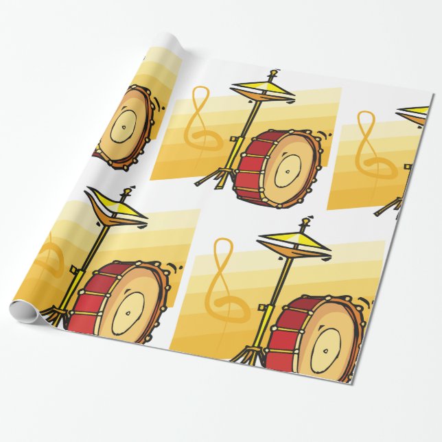 Drum and Cymbal Music Percussion Art Wrapping Paper (Unrolled)