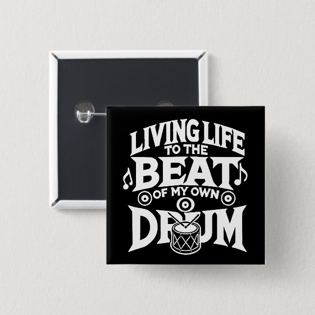 Drum Beat 15 Cm Square Badge (Front & Back)