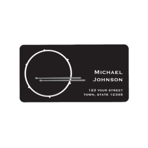 Drum Black and White Minimal Cool Return Address Label