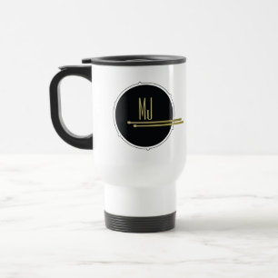 Drum Black and White  Travel Mug