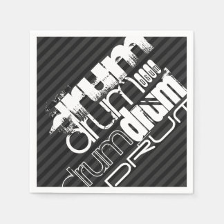 Drum; Black & Dark Grey Stripes Napkin