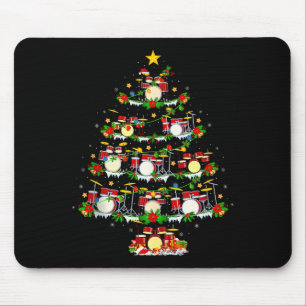 Drum Christmas Tree Lights Drum Music Lover Drumme Mouse Pad