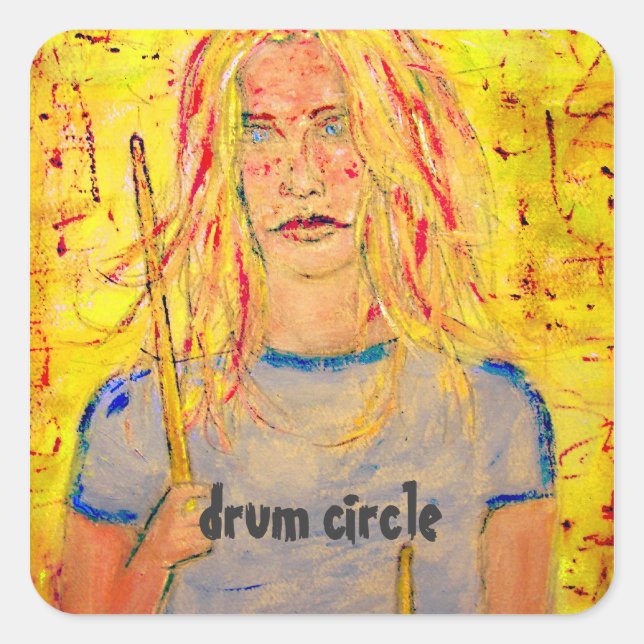 drum circle square sticker (Front)