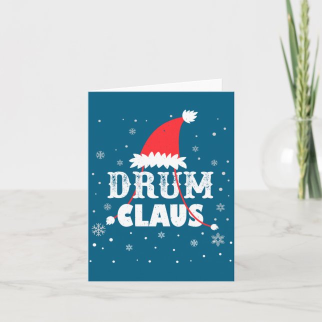 Drum Claus Santa Christmas Drummer Long Sleeve  Card (Front)