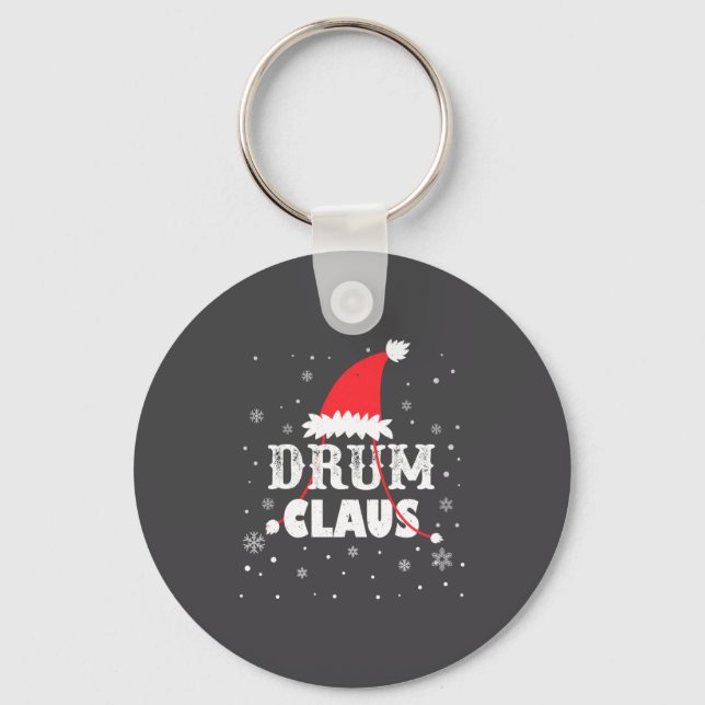 Drum Claus Santa Christmas Drummer Long Sleeve  Key Ring (Front)