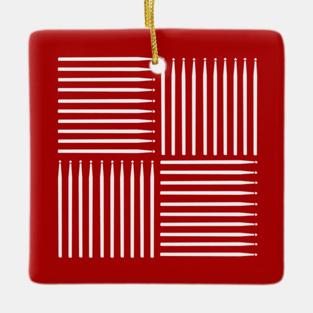 Drum Crosshatch Red Ceramic Ornament (Front)