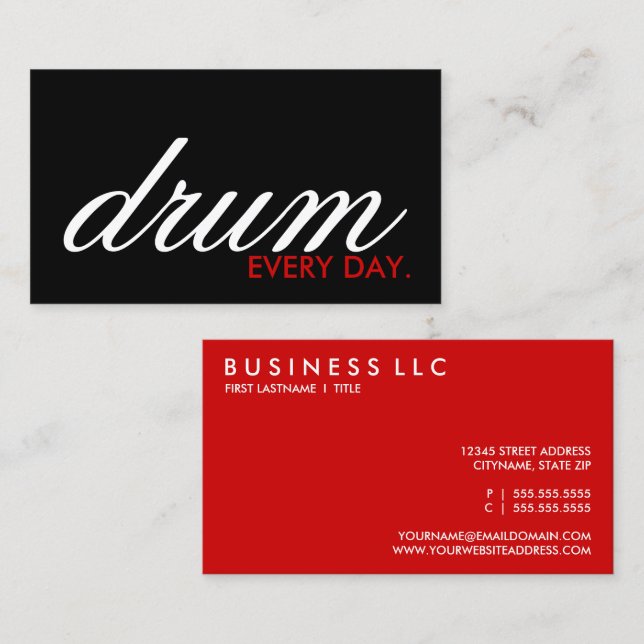 DRUM every day. (colour customisable) Business Card (Front/Back)