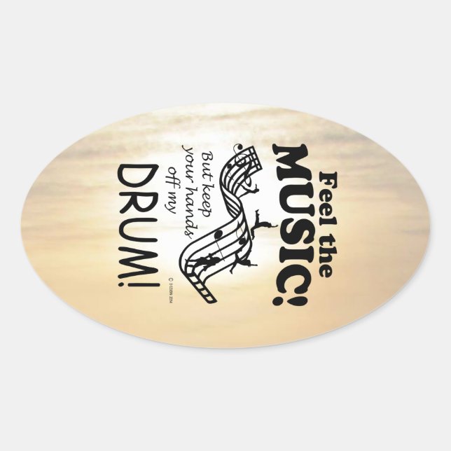 Drum Feel The Music Oval Sticker (Front)