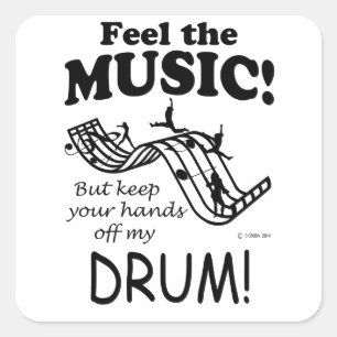 Drum Feel The Music Square Sticker