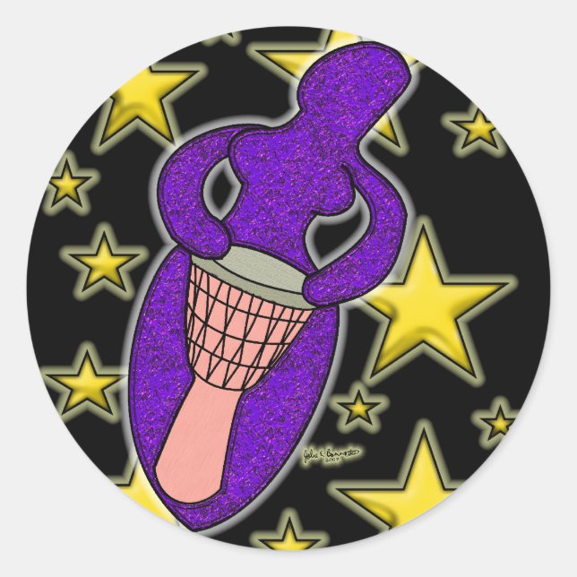 Drum Goddess Sticker Round (Front)