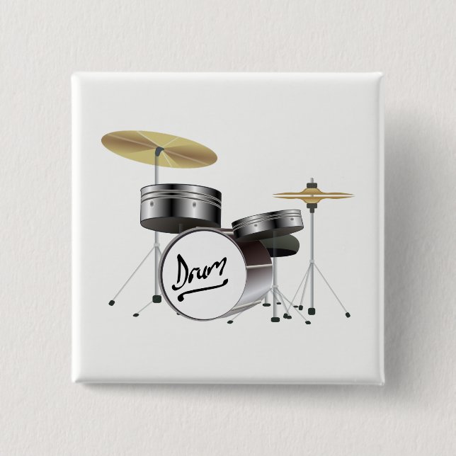 Drum Kit 15 Cm Square Badge (Front)