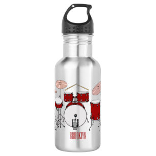 Drum kit cartoon illustration 532 ml water bottle