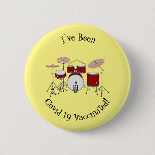 Drum kit cartoon illustration 6 cm round badge