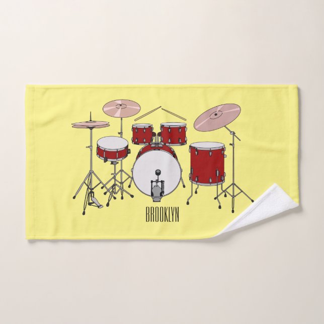 Drum kit cartoon illustration  bath towel set (Hand Towel)