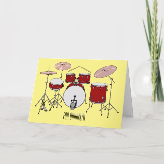 Drum kit cartoon illustration  card (Front)