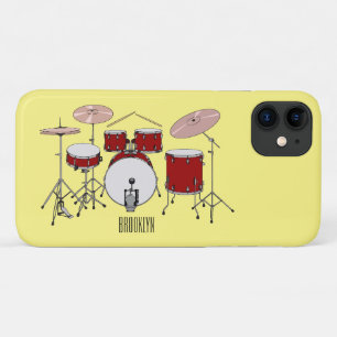 Drum kit cartoon illustration  iPhone 11 case