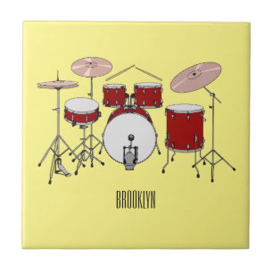 Drum kit cartoon illustration  ceramic tile