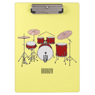 Drum kit cartoon illustration  clipboard