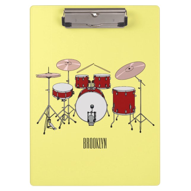 Drum kit cartoon illustration  clipboard (Front)