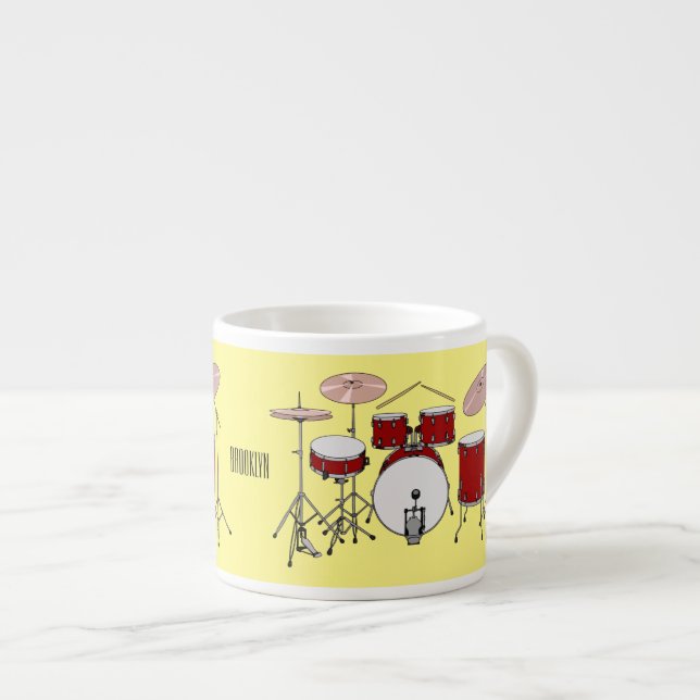 Drum kit cartoon illustration  espresso cup (Front Right)