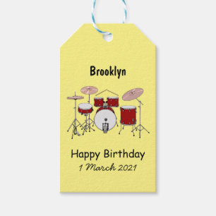Drum kit cartoon illustration gift tags