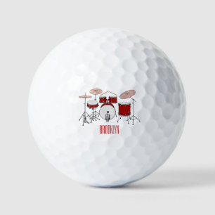 Drum kit cartoon illustration  golf balls