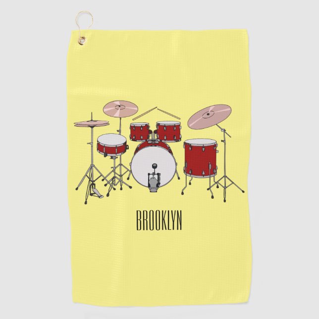 Drum kit cartoon illustration  golf towel (Front)