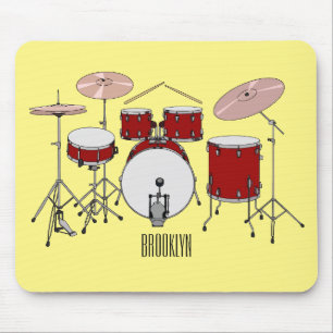 Drum kit cartoon illustration  mouse pad