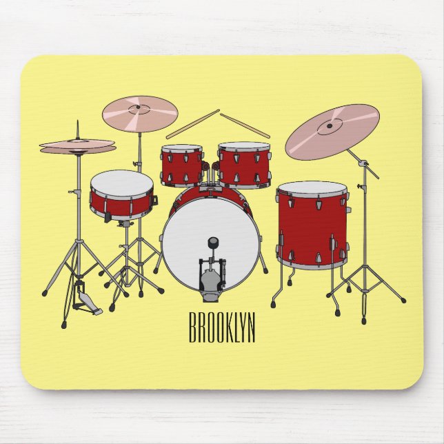 Drum kit cartoon illustration  mouse pad (Front)