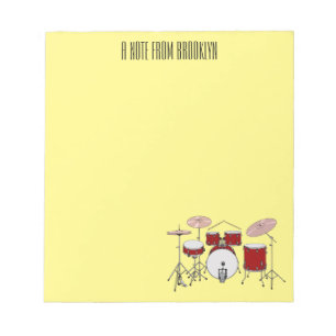 Drum kit cartoon illustration  notepad