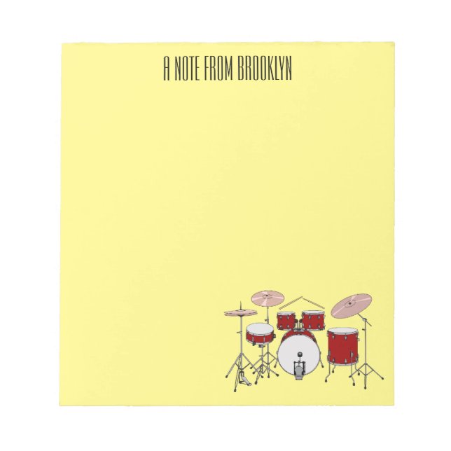 Drum kit cartoon illustration  notepad (Front)