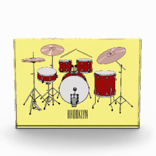 Drum kit cartoon illustration photo block